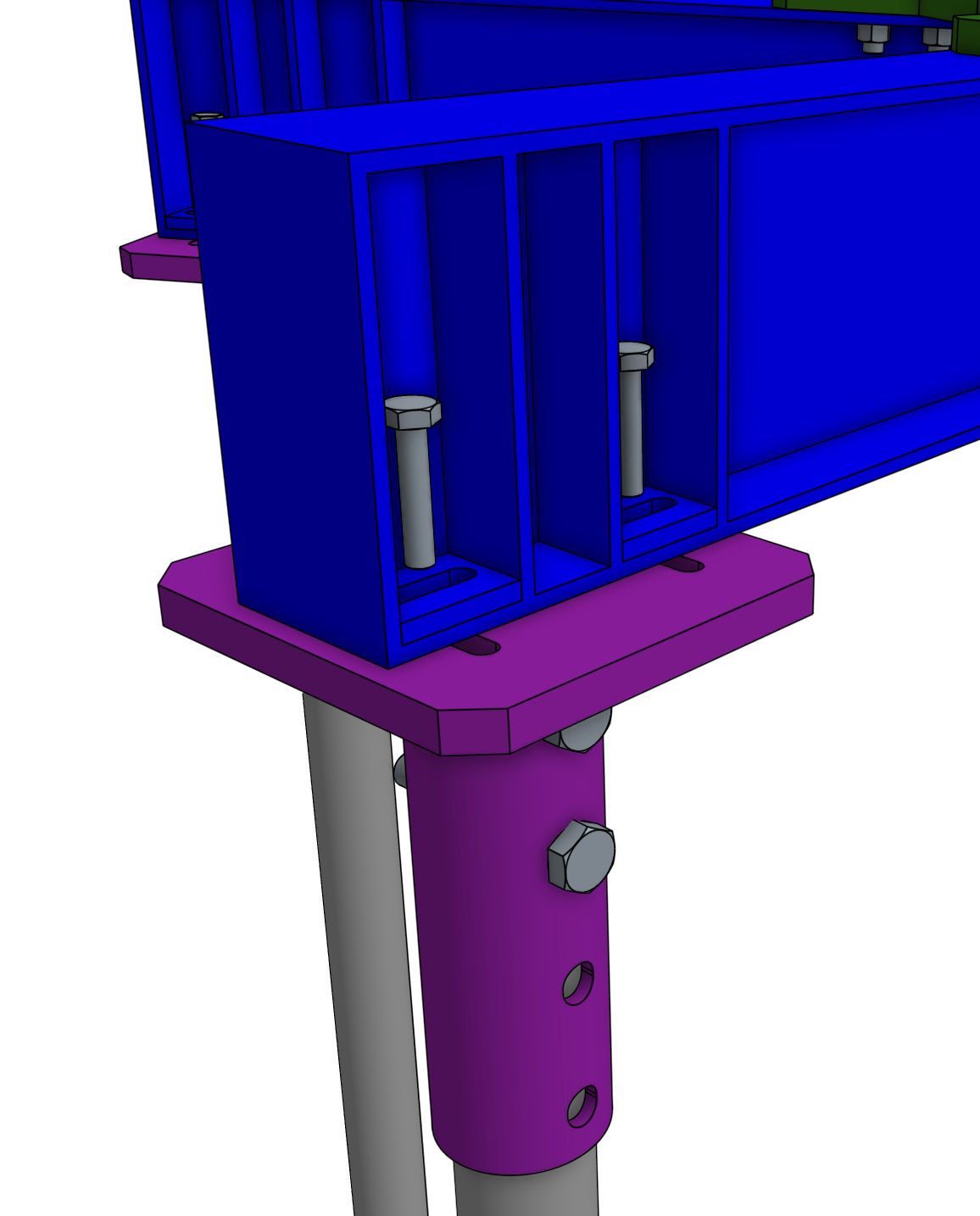 Color reference image showing the arm to pile cap bolting connection.